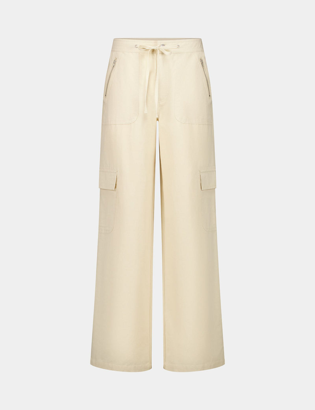 Pantalon cargo en lin beige clair