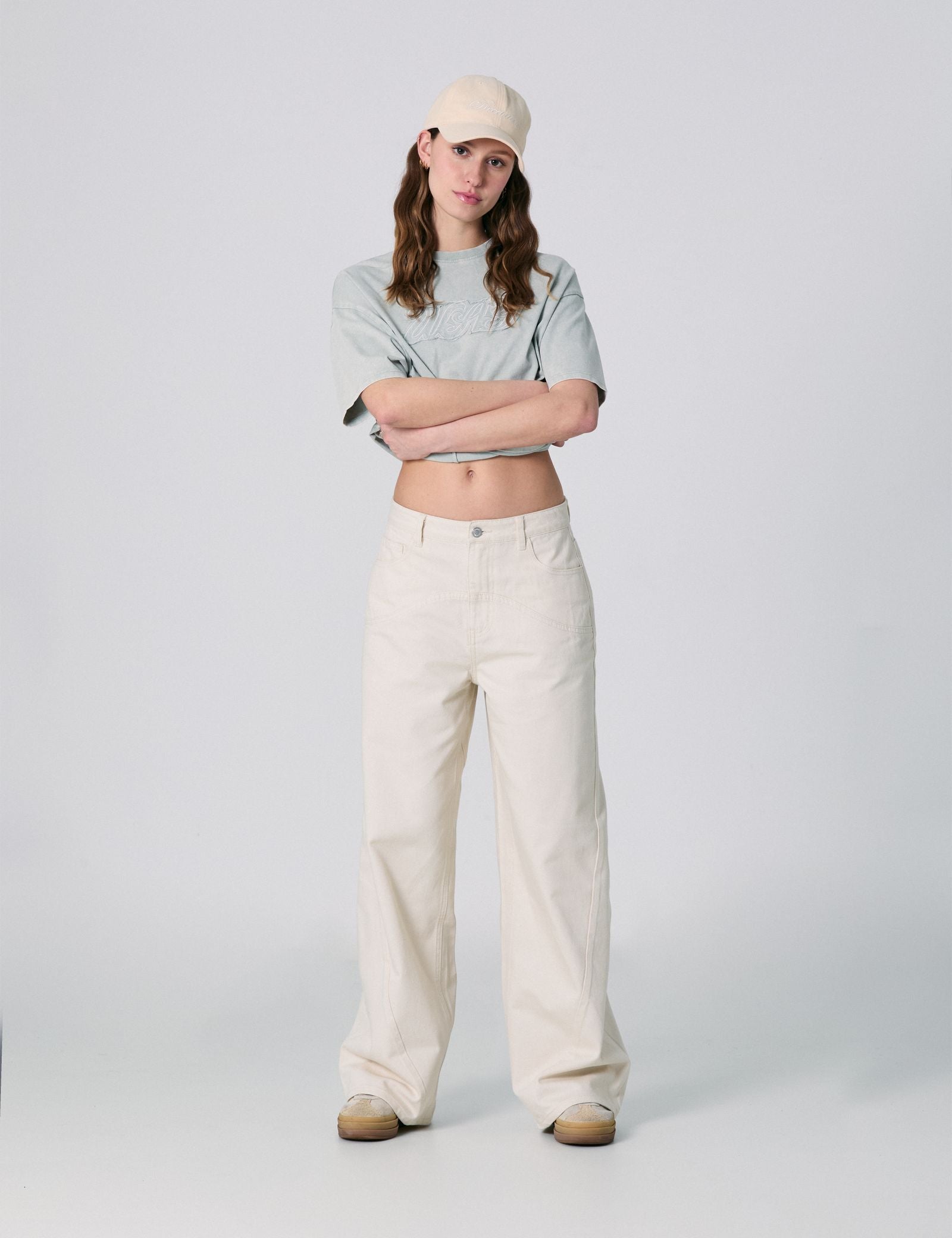 Pantalon Wide Leg taille basse sable