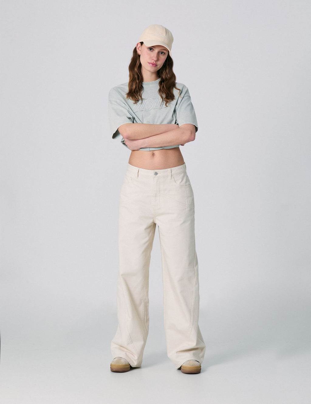 Pantalon Wide Leg taille basse sable