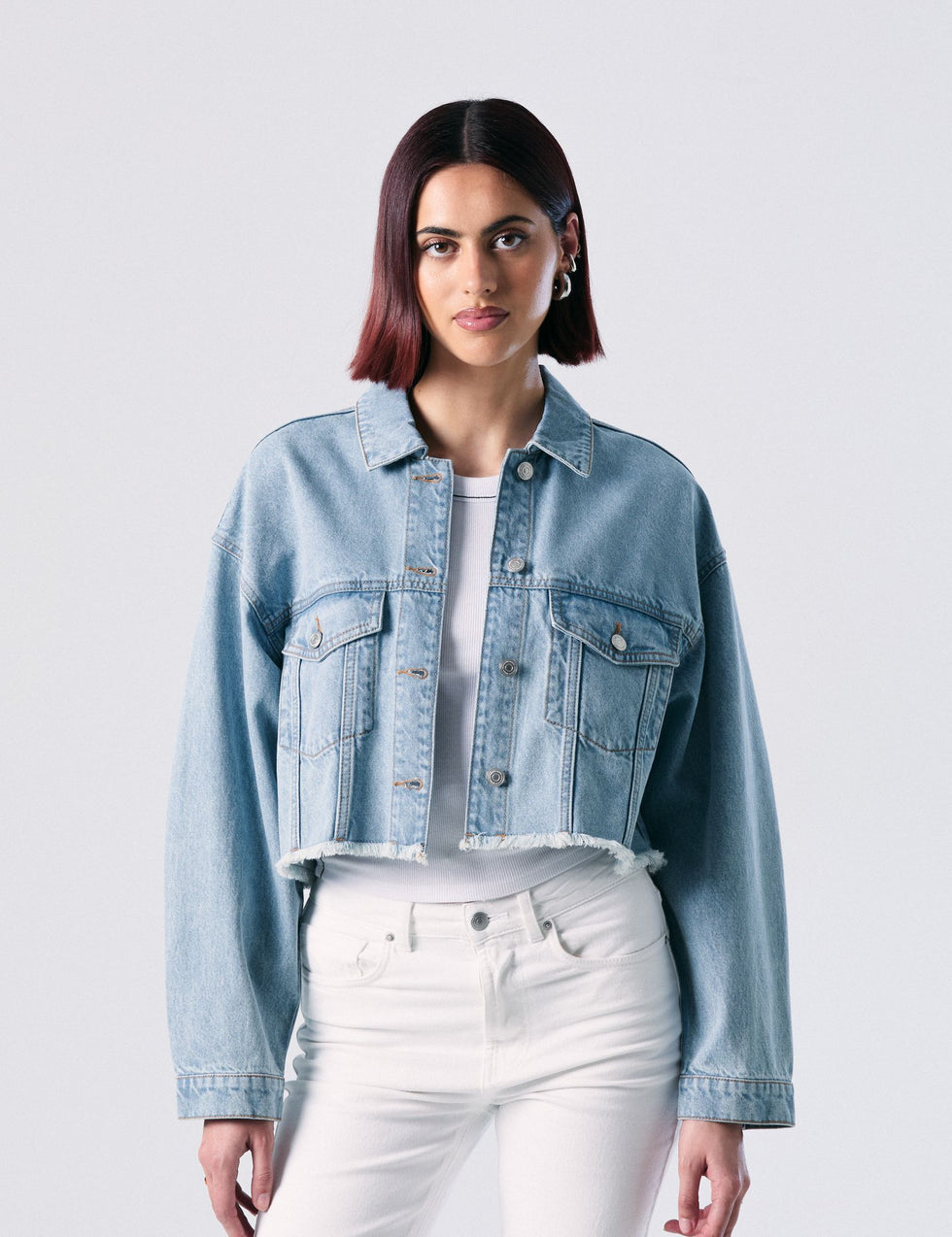 Veste en jean courte bleue