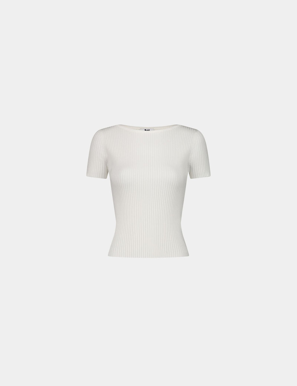 T-shirt en maille côtelée écru