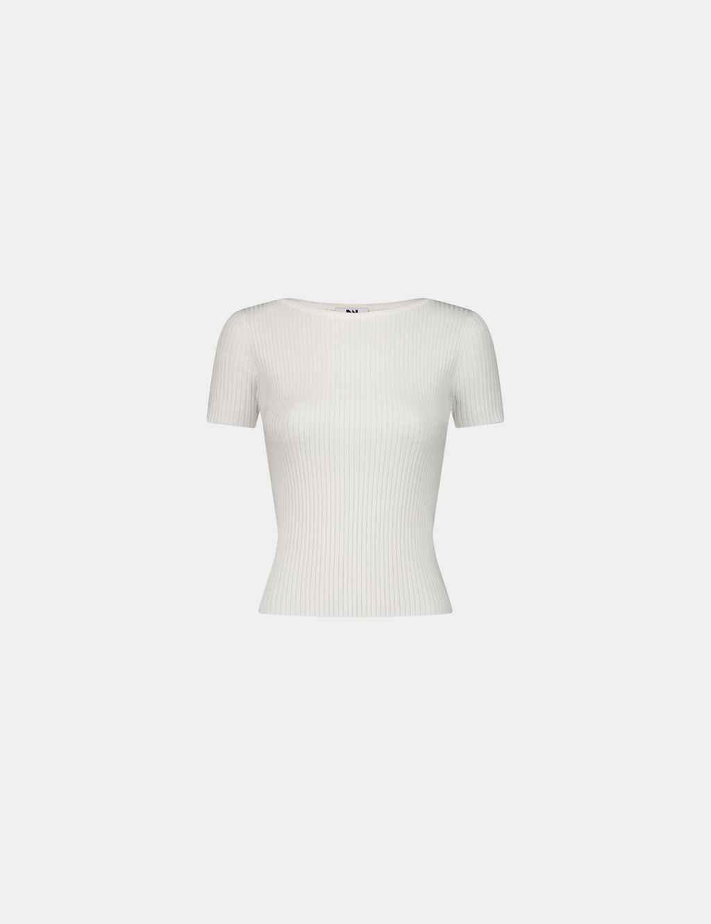 T-shirt en maille côtelée écru