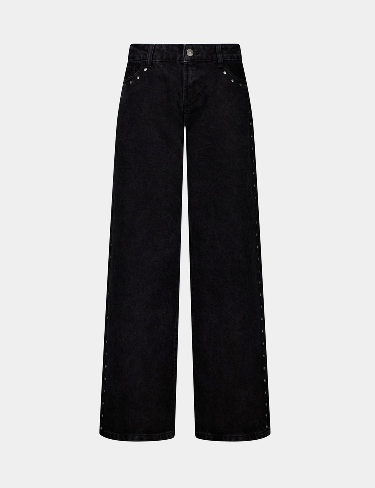 Jean wide leg taille basse à clous noir - Image 1