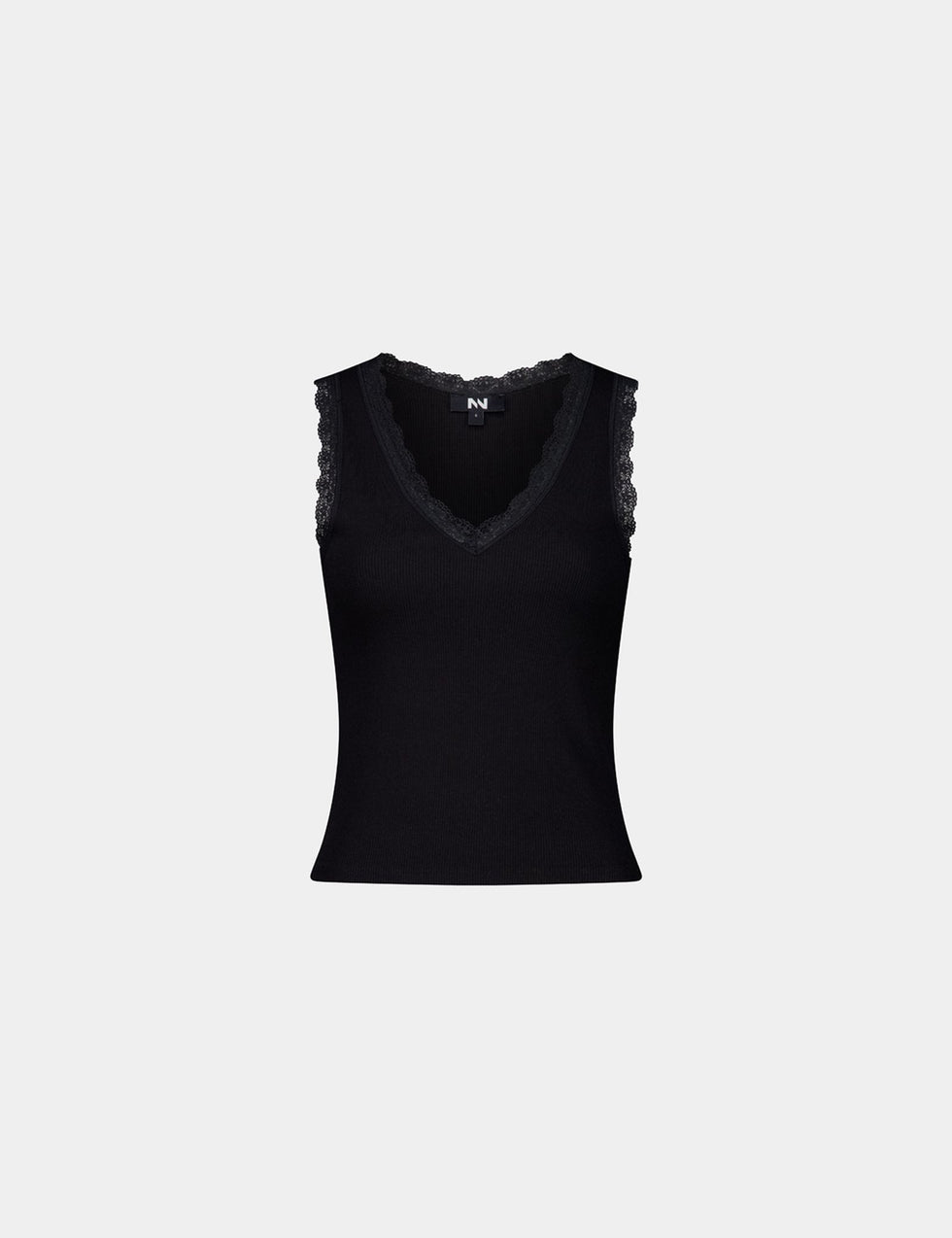 Débardeur côtelé à dentelle noir