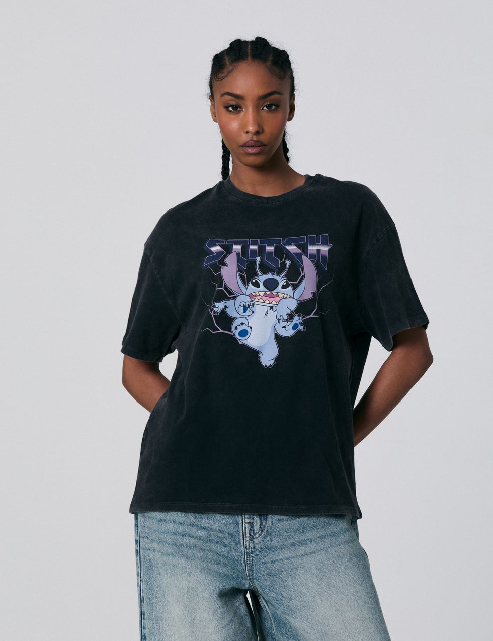 T-shirt oversize Stitch x Jennyfer noir