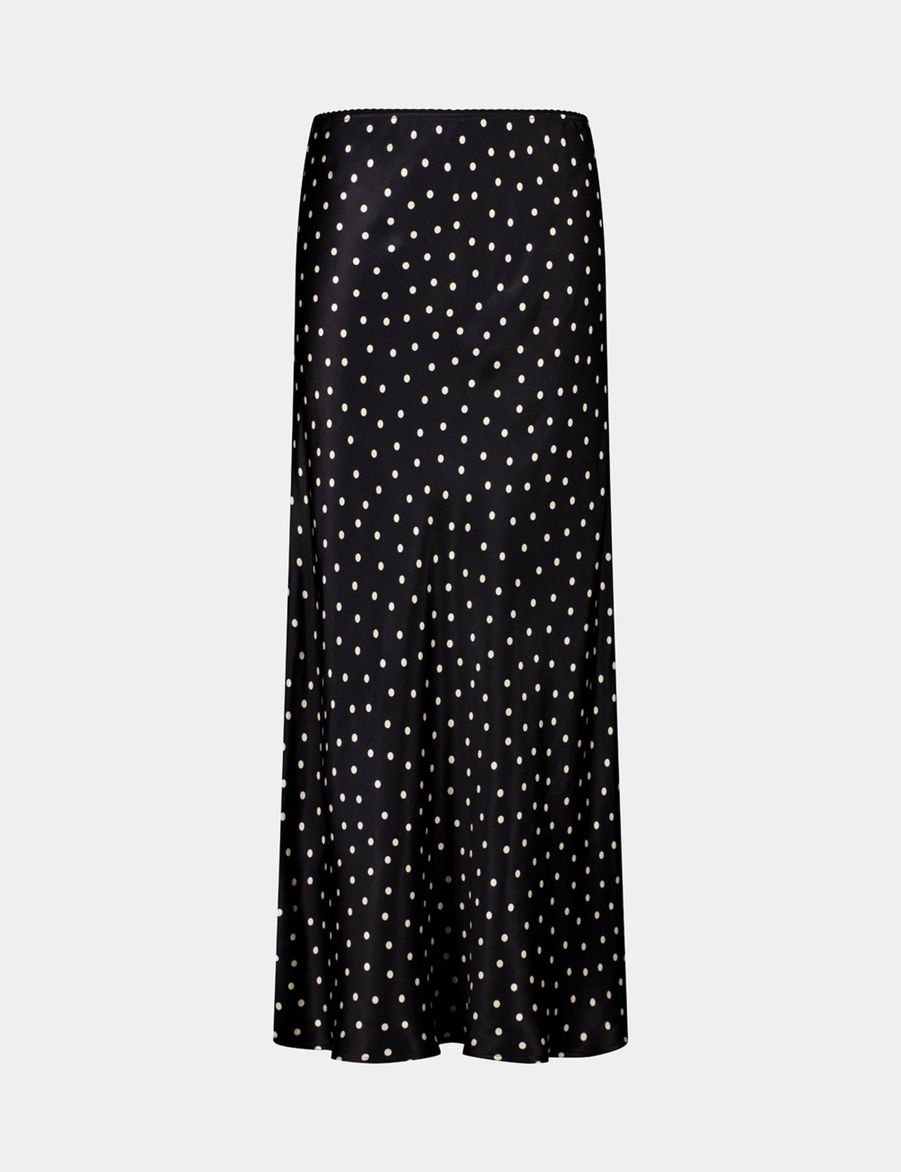Jupe longue fluide noire à pois beige - Image 3