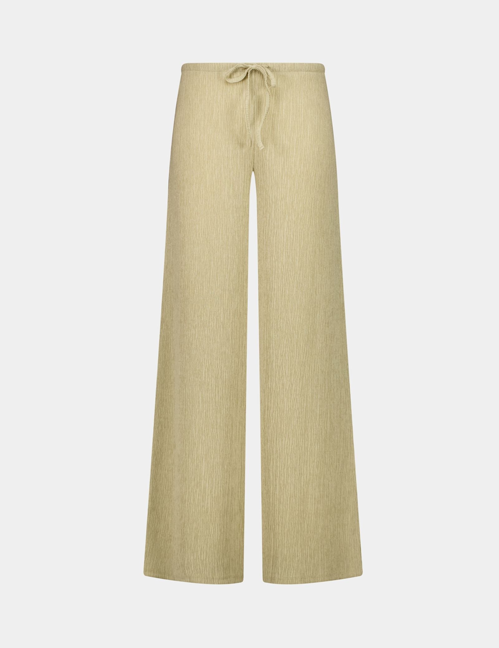 Pantalon fluide en matière crêpe beige kaki