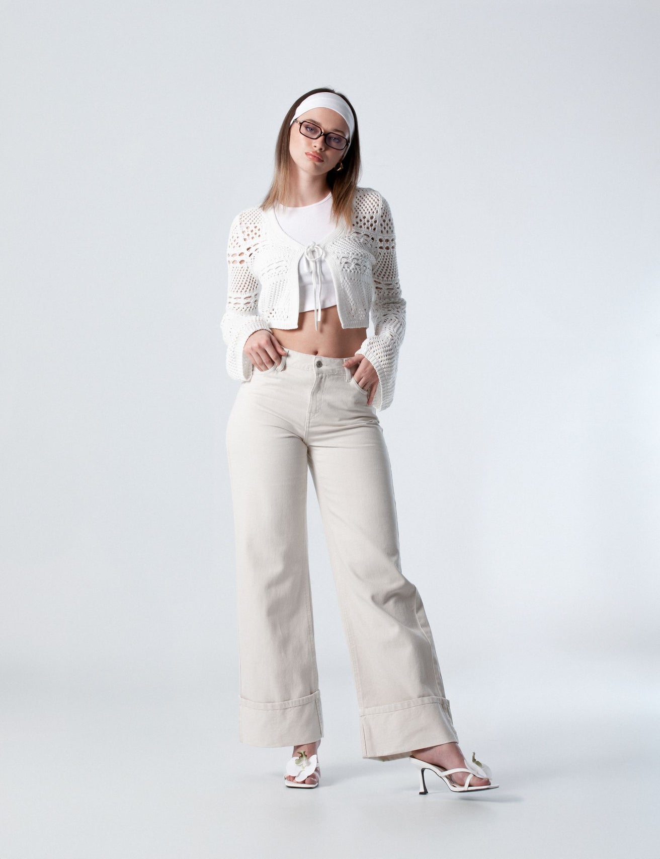 Pantalon Wide leg taille basse sable - Image 1