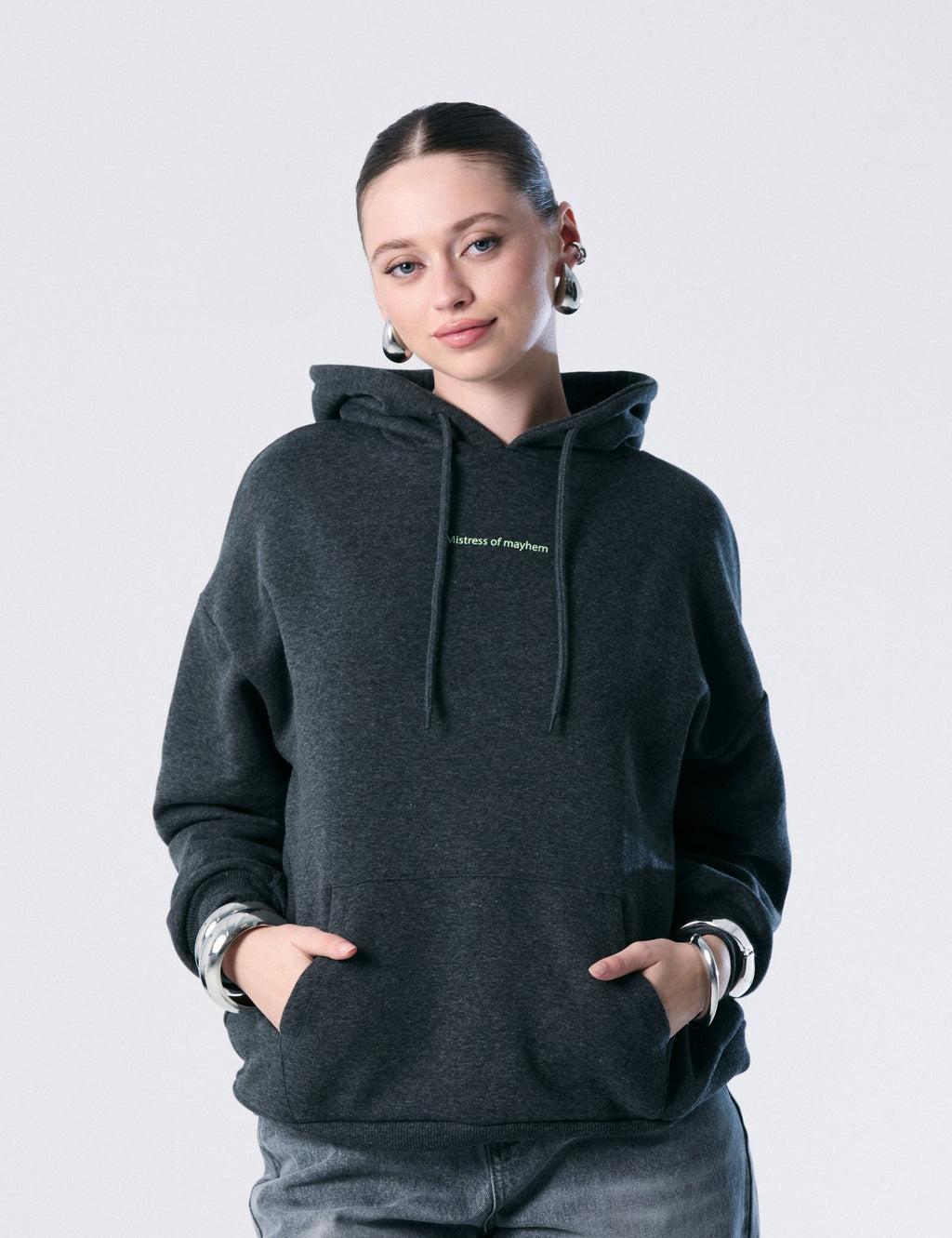 Sweat à capuche Disney Maléfique x Jennyfer gris chine