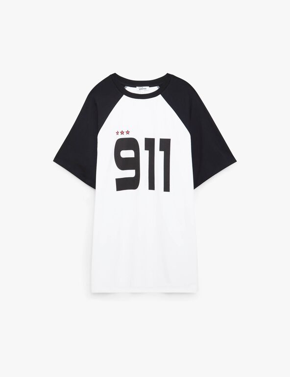 T-shirt de foot oversize bicolore blanc noir 911 ado