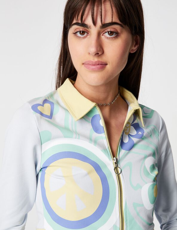 Zip-up patterned top girl