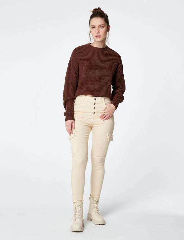 Woven cropped jumper woman