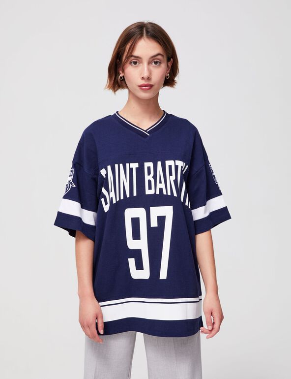 Tee-shirt oversize Saint Barth bleu marine et blanc ado