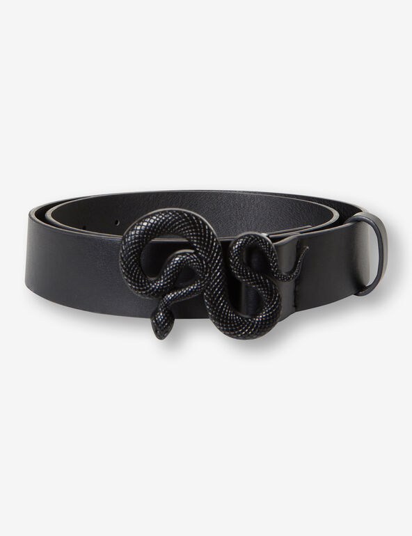 Faux-leather snake belt teen