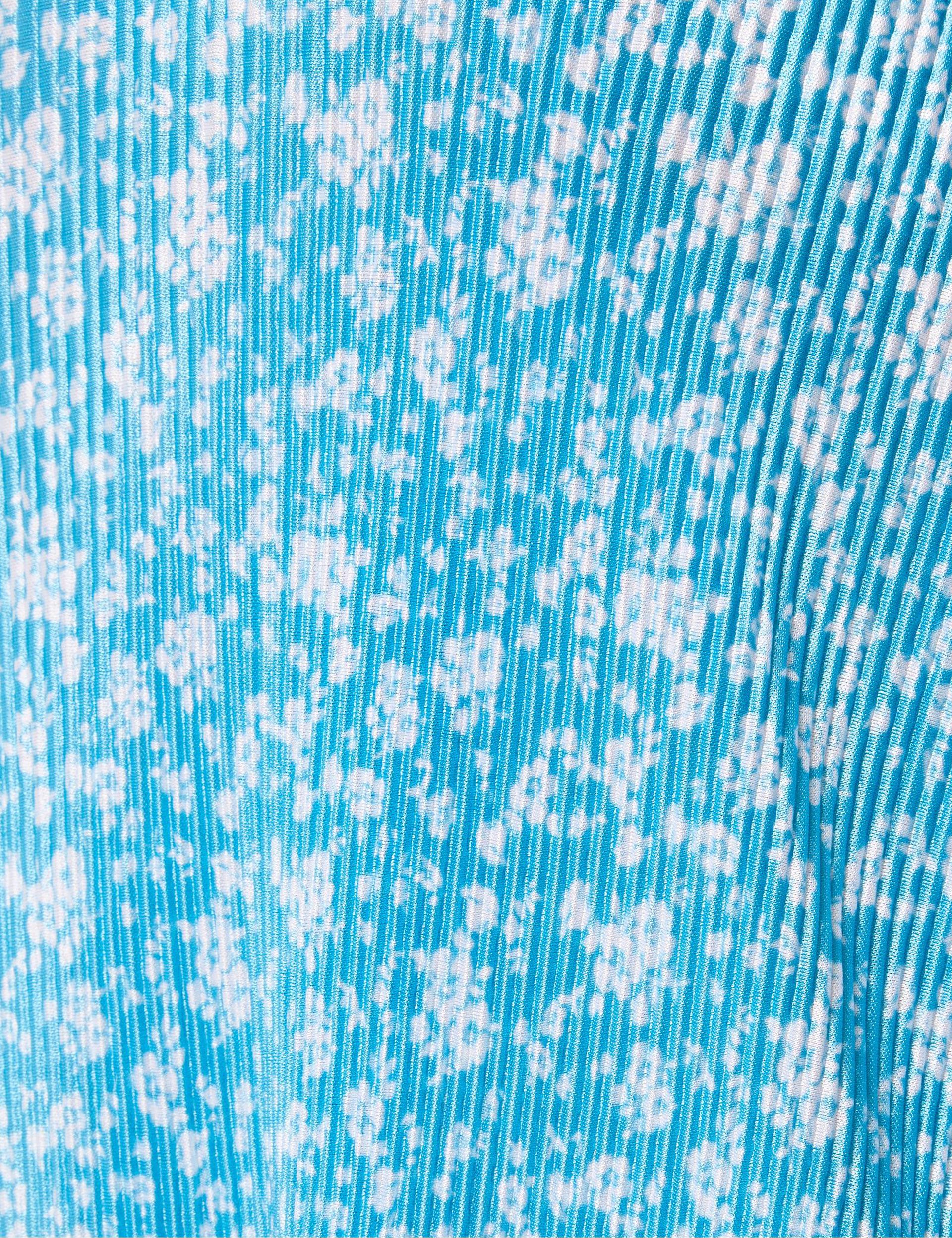 Robe portefeuille plissée et fleurie bleue et blanche