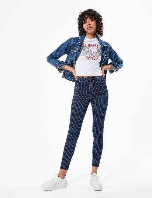Jegging taille haute rayé