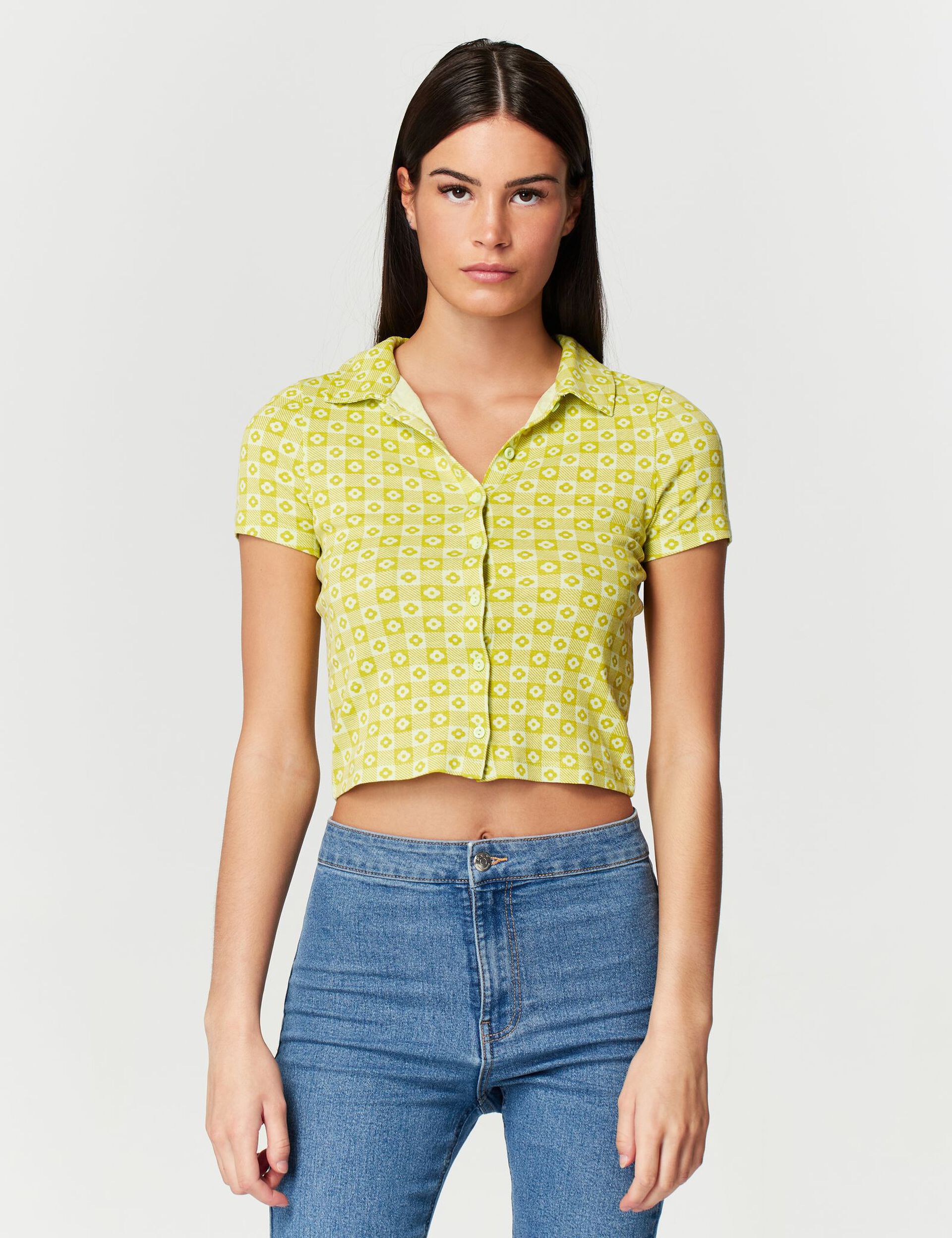 Printed buttoned T-shirt