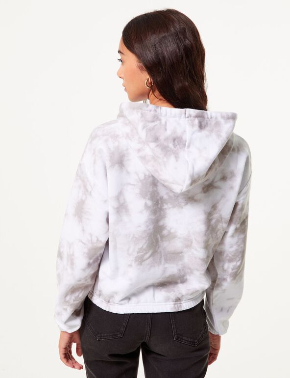 Sweat court tie and dye gris et blanc girl