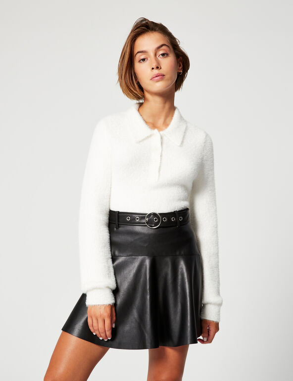 Imitation-leather A-line skirt teen