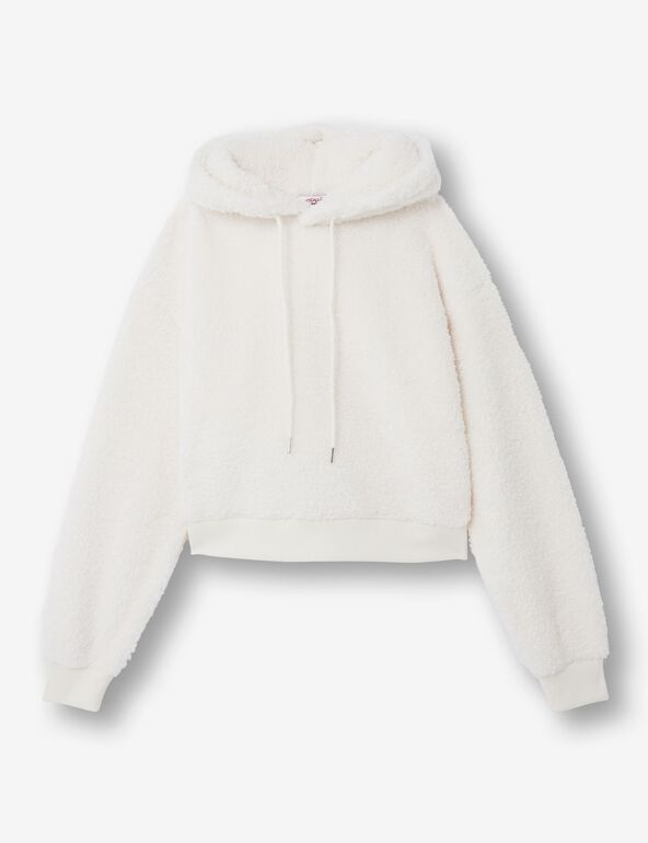 Sweatshirt with faux fur hood