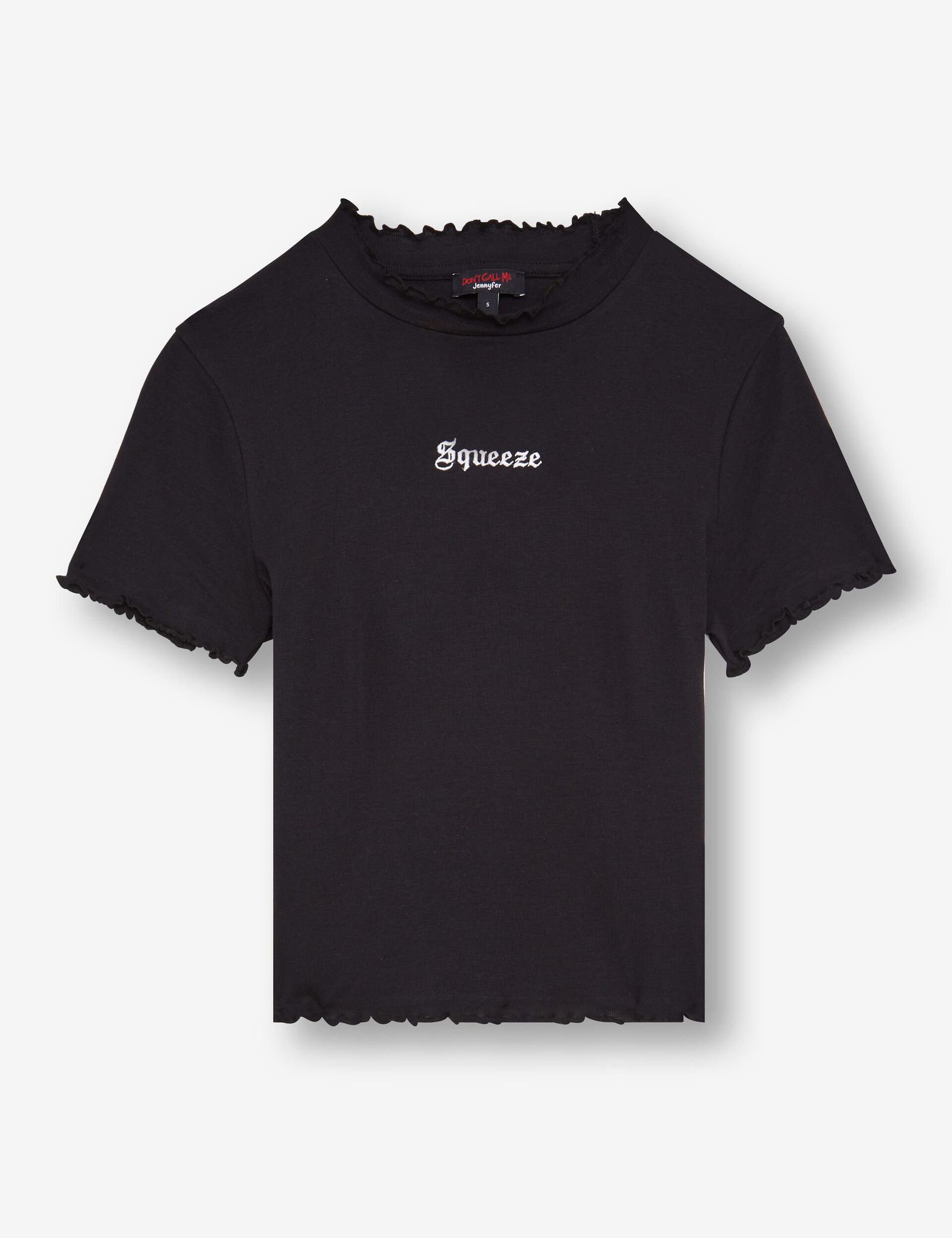 Tee-shirt squeeze noir à volants