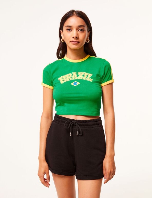 T-shirt court Brazil vert et jaune teen