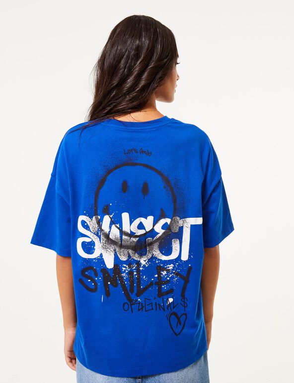 T-shirt oversize bleu SMILEY ORIGINALS X DCM JENNYFER teen