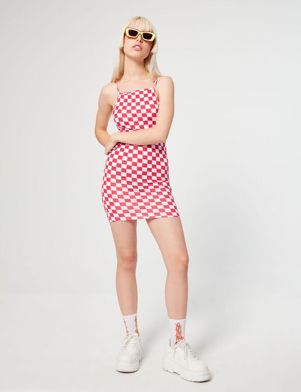 Checked fitted dress teen