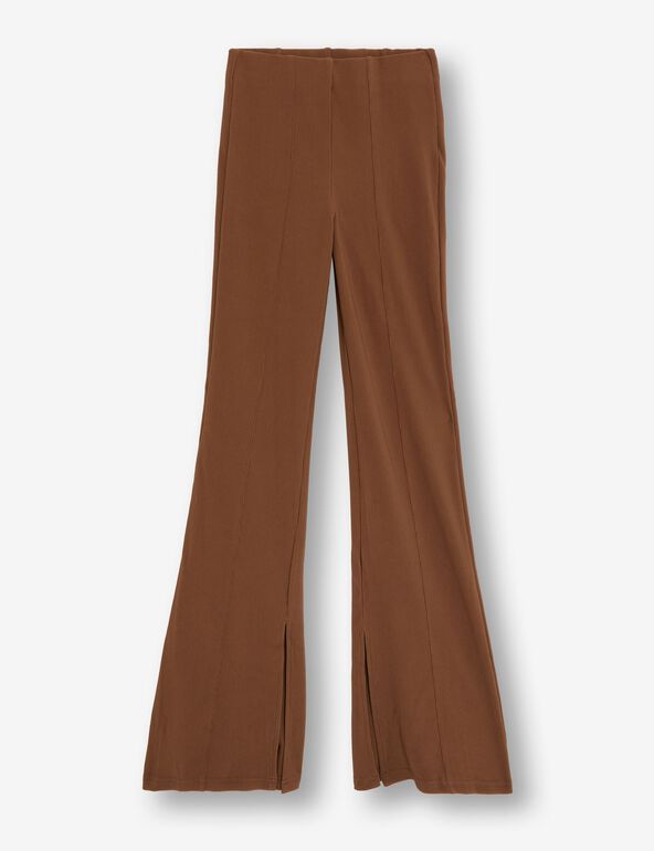 Pantalon côtelé évasé marron