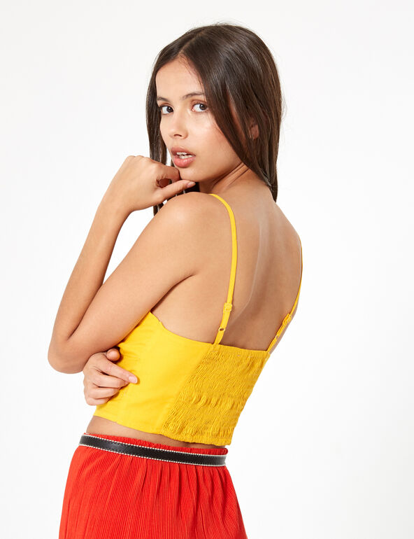 Yellow crop top with knot detail girl
