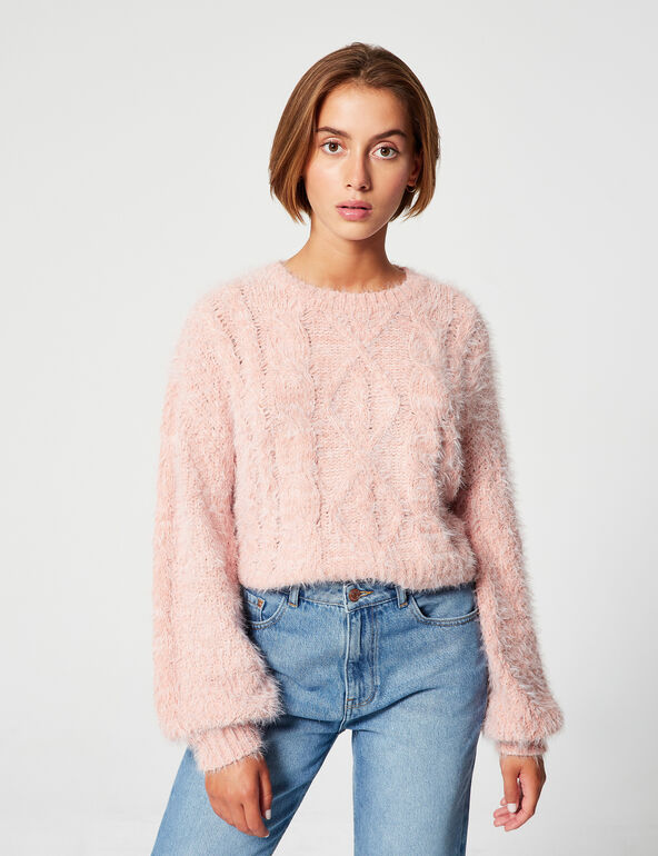 Cable-knit mohair-effect jumper teen