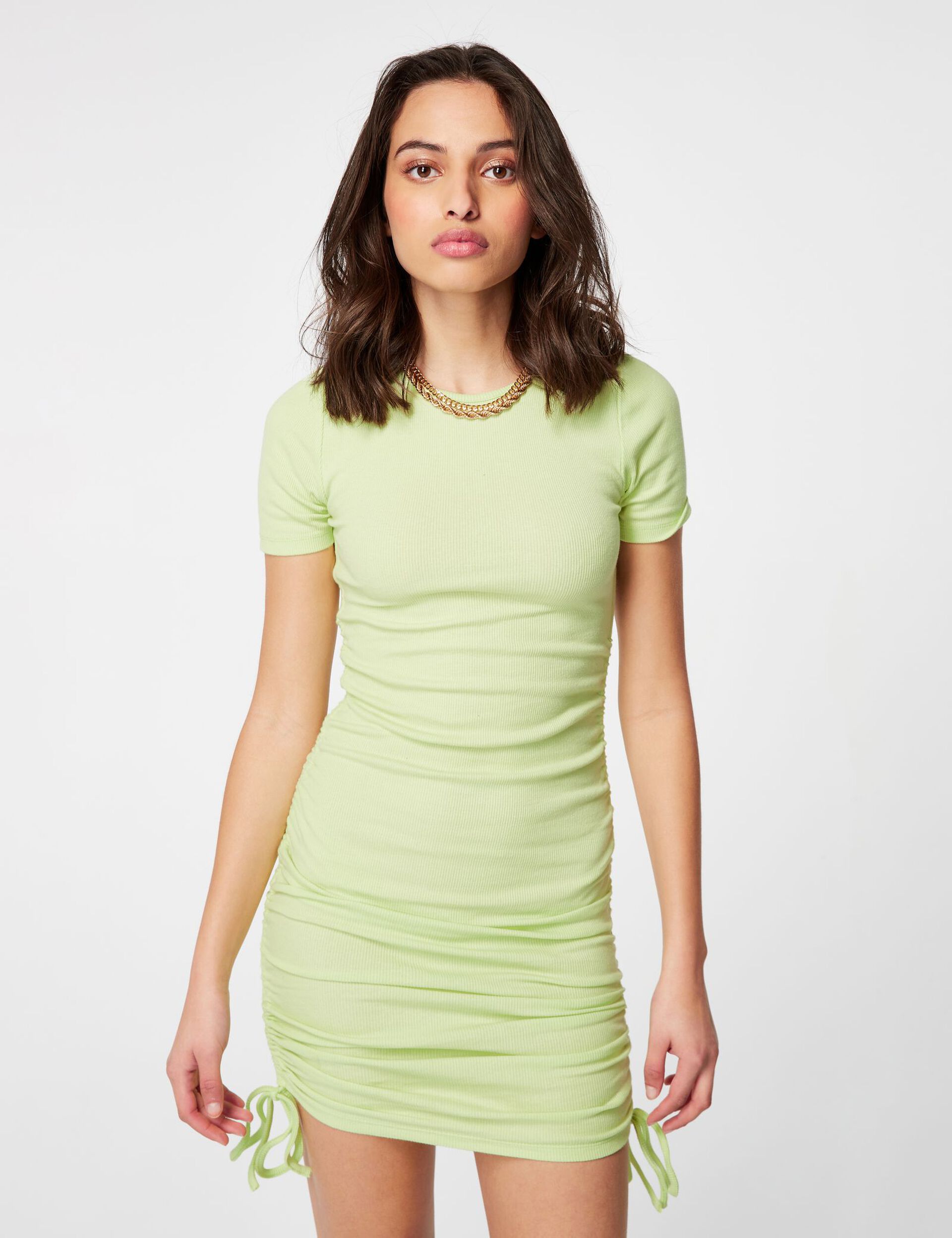 Ruched ribbed dress