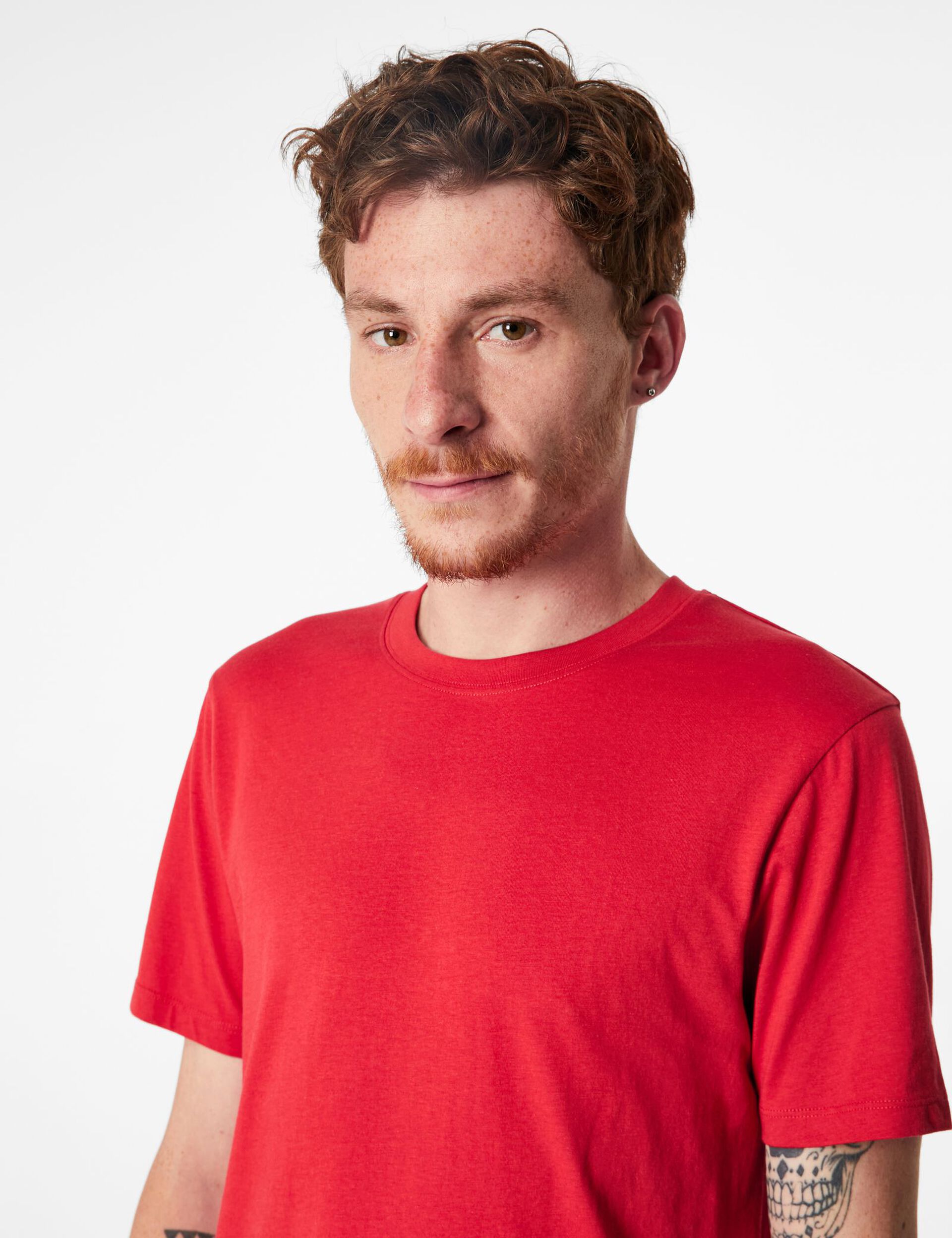 Tee-shirt basic col rond rouge