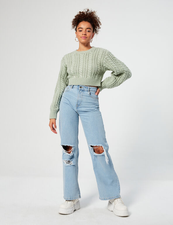 Cable-knit and braided jumper woman