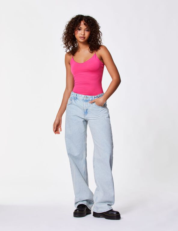 Jean taille basse coupe straight bleu clair teen