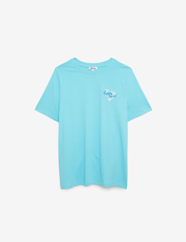 T-shirt oversize  imprimé : surfing squad / coney island, turquoise. ado