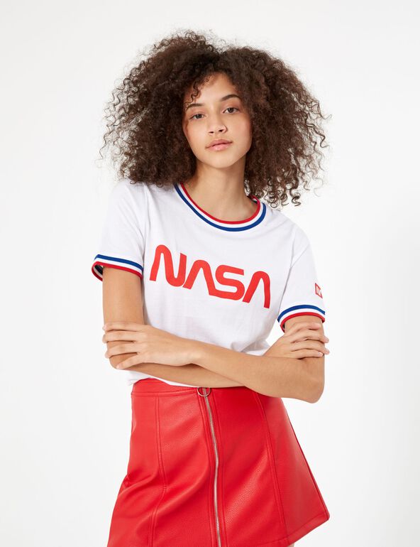 Tee-shirt NASA blanc, rouge et bleu  ado