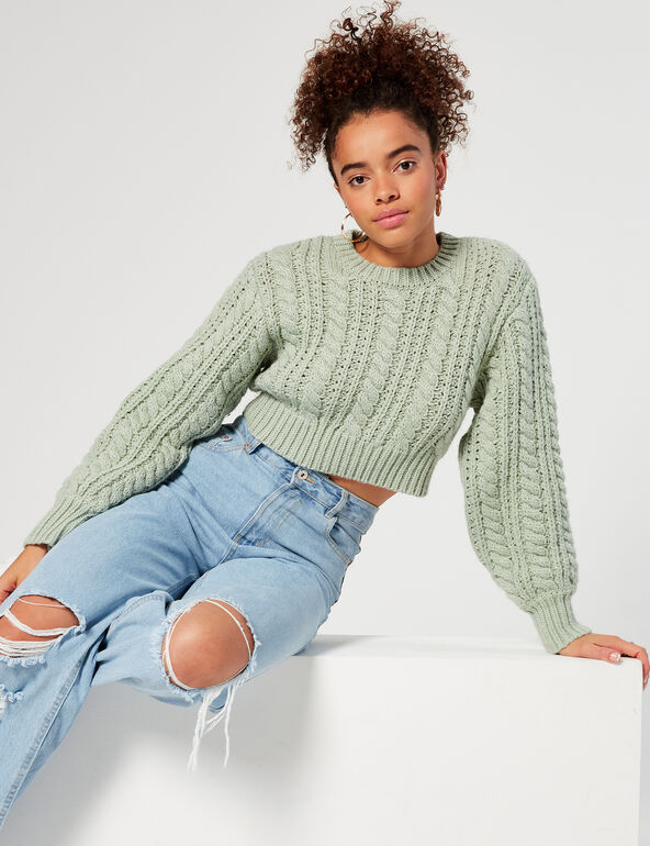 Cable-knit and braided jumper