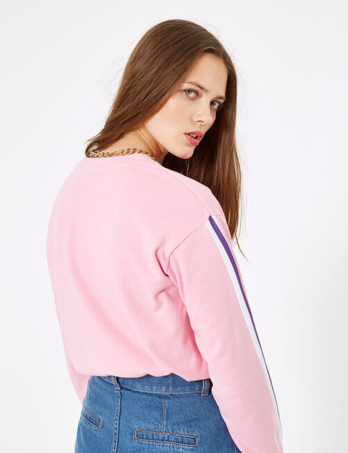 Pink sweatshirt with text design detail