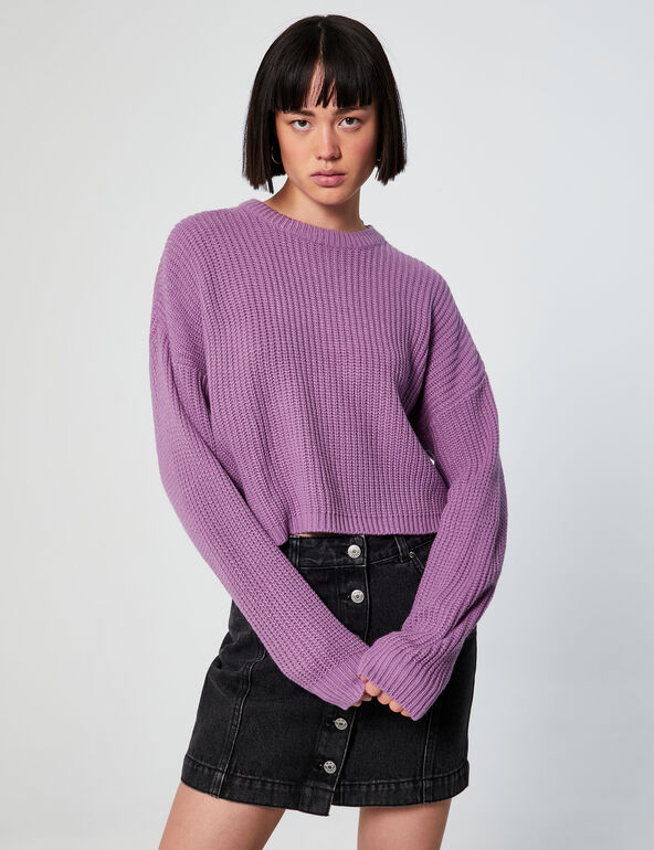 Cable-knit cropped jumper teen