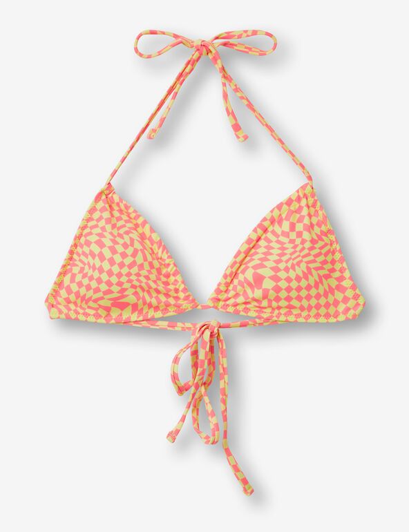 Checkerboard triangle bikini top