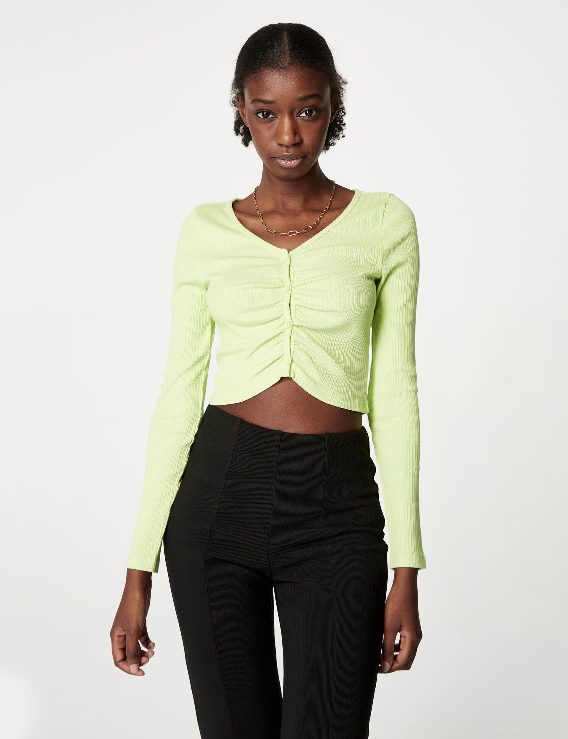Low-cut ruched top