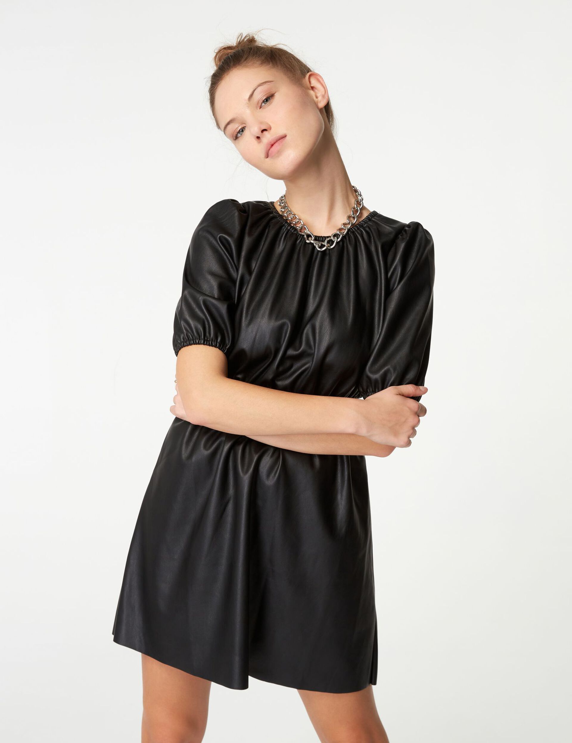 Faux leather dress with cutouts