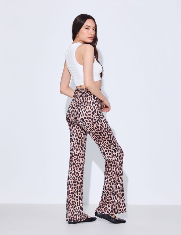 Pantalon évasé imprimé léopard fille