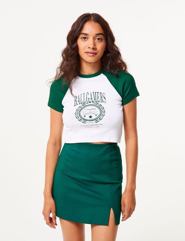Tee-shirt blanc et vert imprimé : Ballgamers Columbia