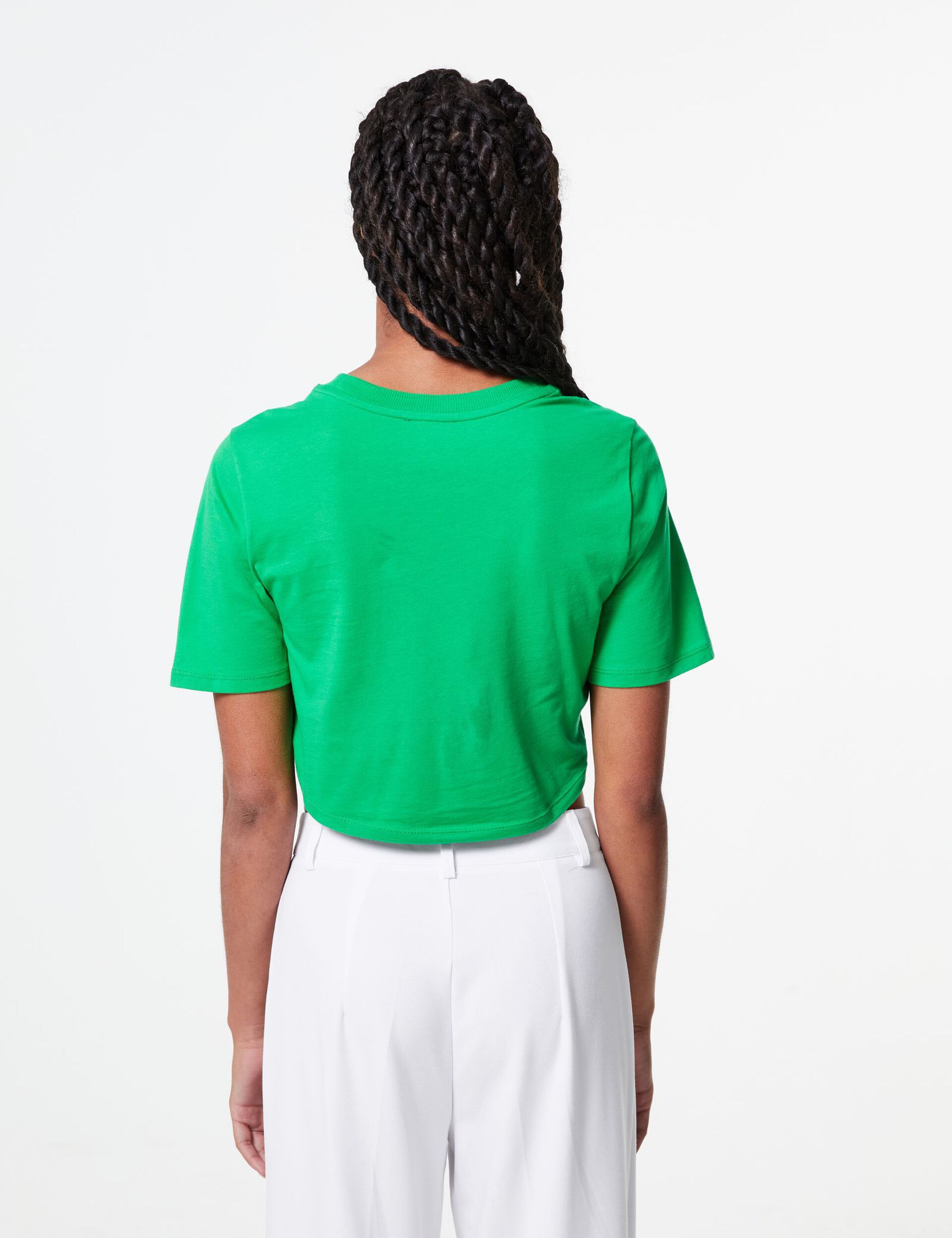 Tee-shirt court avec liens à nouer vert vif