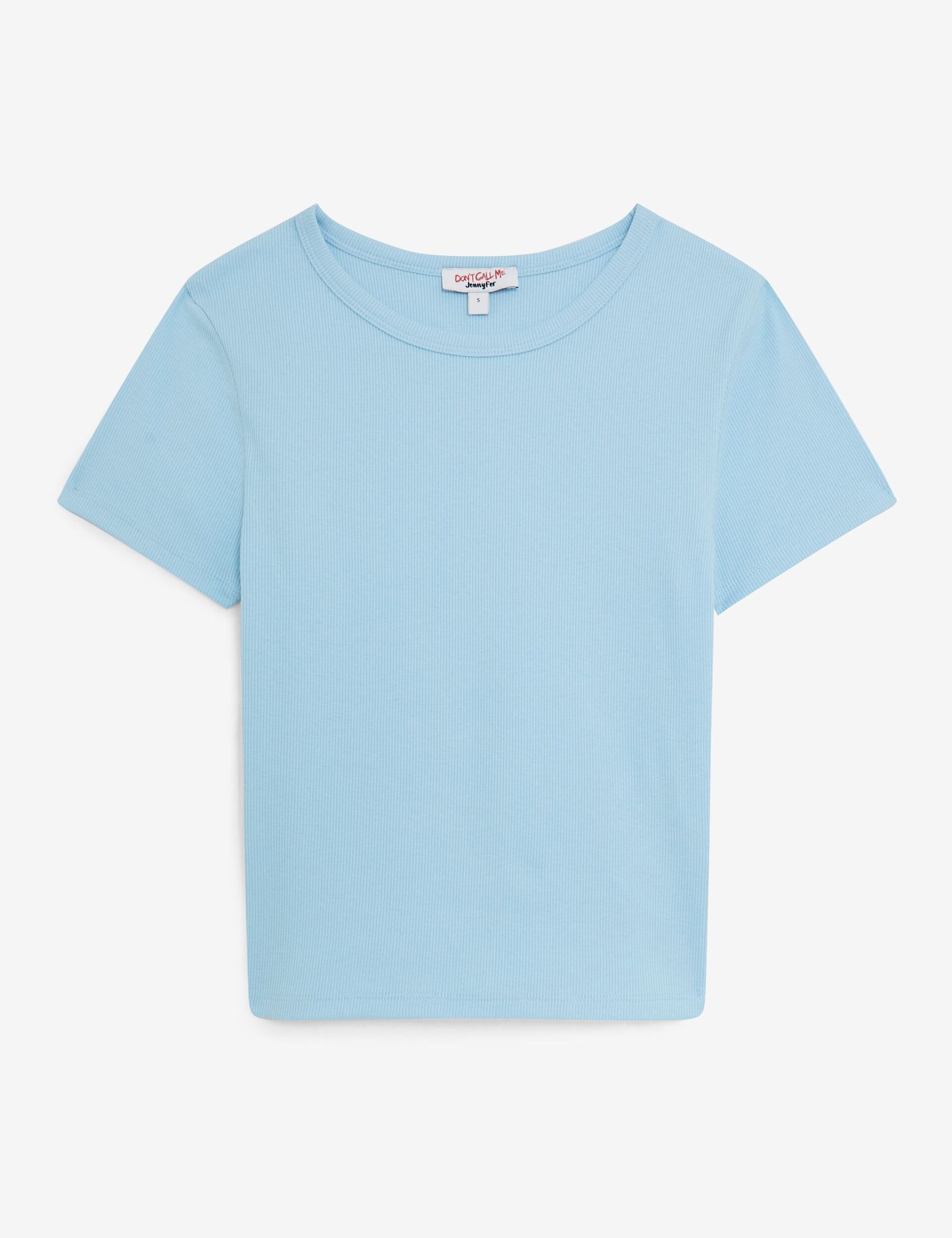 Tee-shirt côtelé basic bleu clair