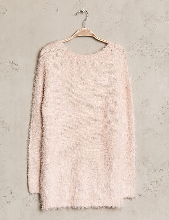 pull effet mohair rose clair fille
