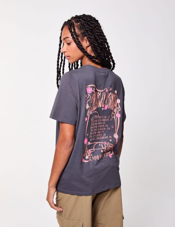 T-shirt oversize gris foncé imprimé summer tour 94 teen