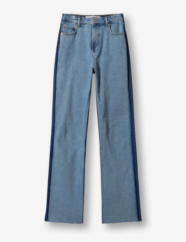 Two-tone straight-leg jeans